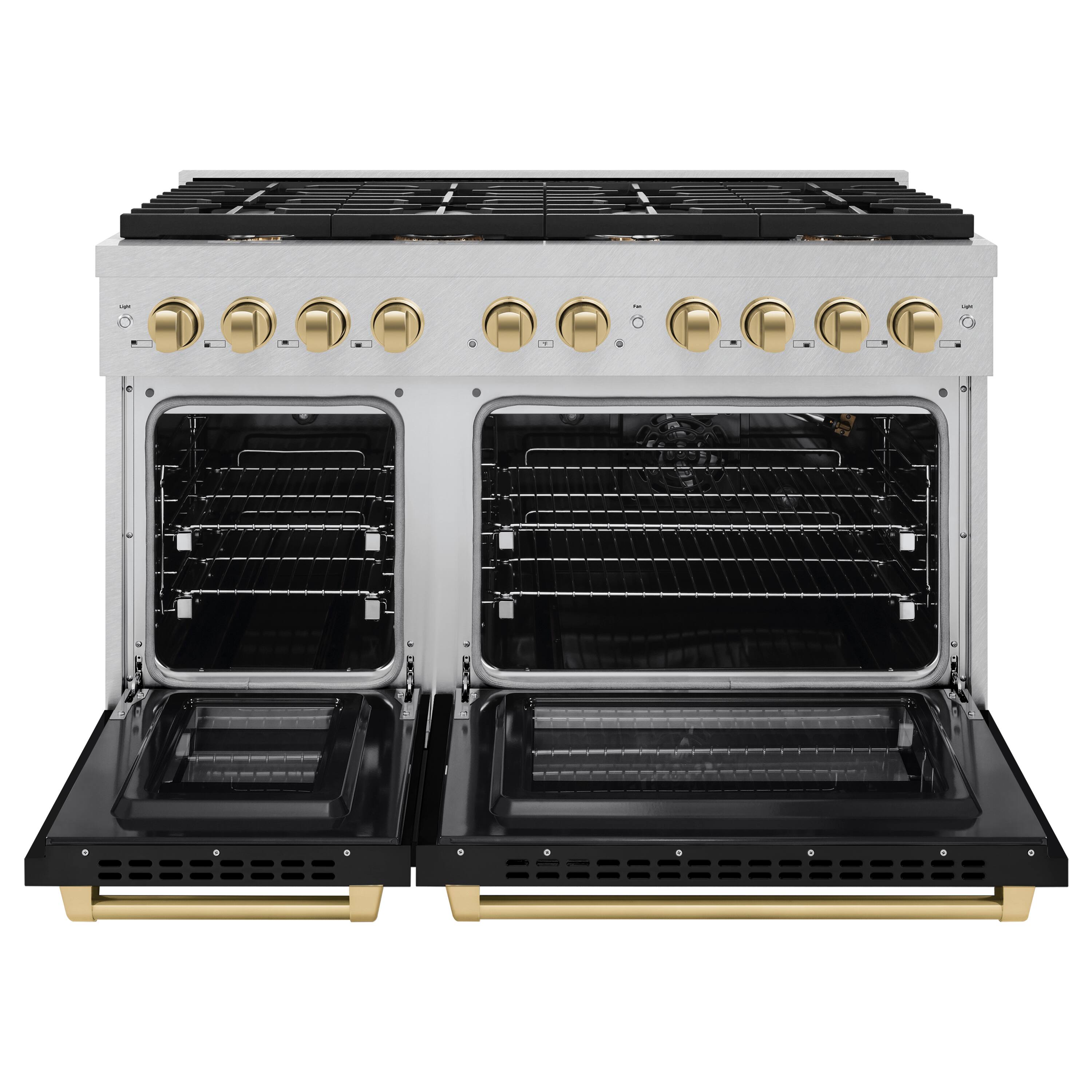 Angle. ZLINE - ZLINE Autograph 48 in. Paramount Gas Range with Bronze Accents (SGRSZ-BLM-48-CB) - Black.