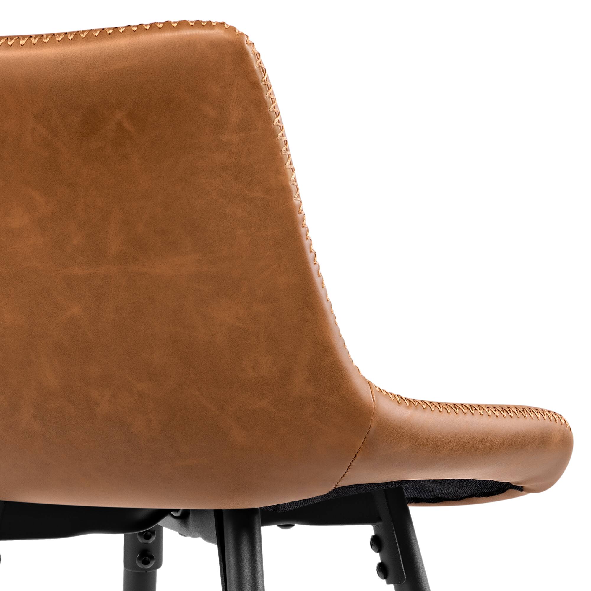 Alt View 5. KERDOM - Bar Stools Set of 2, Vintage High Island Chairs for Home Pub, Tall Dining Chair 24/28 inches Height Coffee Counter Stool - Brown - 24'' Height.