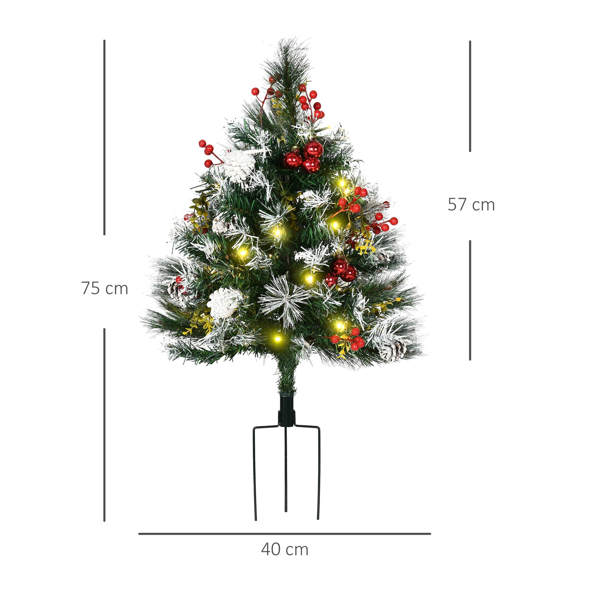 Alt View 2. Homcom - 2 Pack 2. Prelit Outdoor Artificial Christmas Trees, Pine Cones Berries LED Lights - Green.