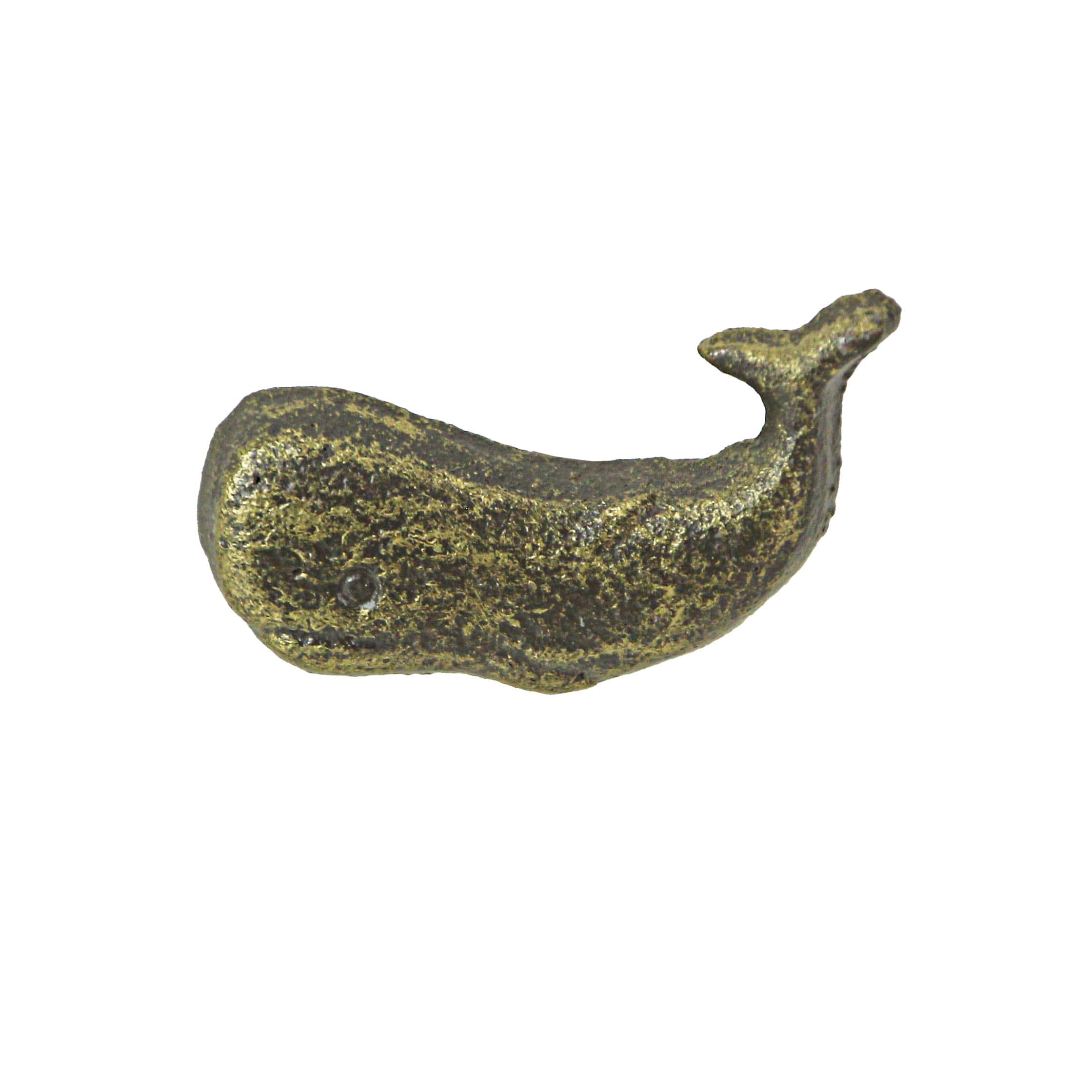 Zeckos - Cast Iron Whale Drawer Pull Decorative Cabinet Knob Nautical Set/ 6 - Bronze