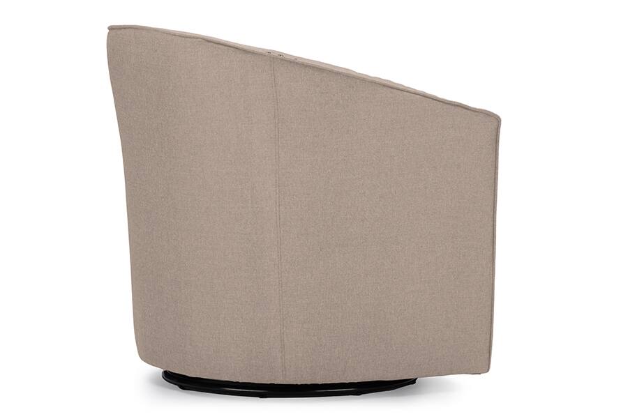 Angle. Baxton Studio - Porter Modern and Contemporary Classic Retro Fabric Upholstered Swivel Tub Chair - Beige.