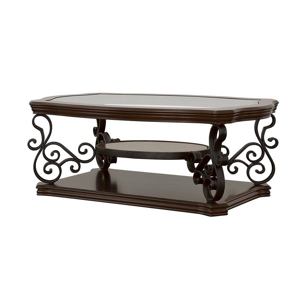 Alt View 4. Coaster Co. of America - Laney 1-shelf Glass Top Rectangular Coffee Table Deep Merlot - Brown.