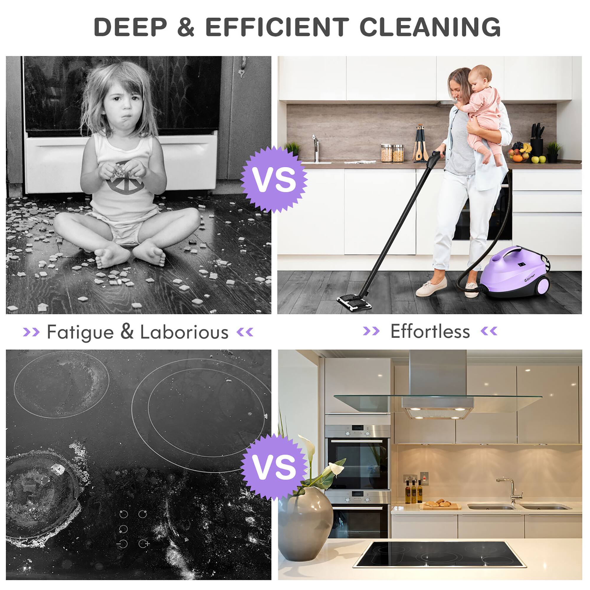 DEEP & EFFICIENT CLEANING

VS

>> Fatigue & Laborious <<

VS

>> Effortless <<