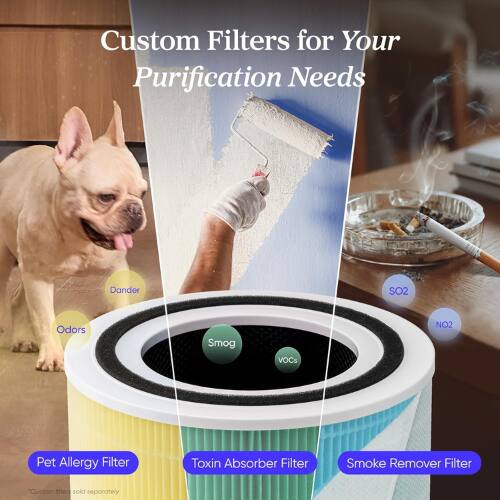 Custom Filters for Your Purification Needs

- Dander
- Odors
- Smog
- VOCs
- NO2
- Pet Allergy Filter
- Toxin Absorber Filter
- Smoke Remover Filter

Custom filters sold separately