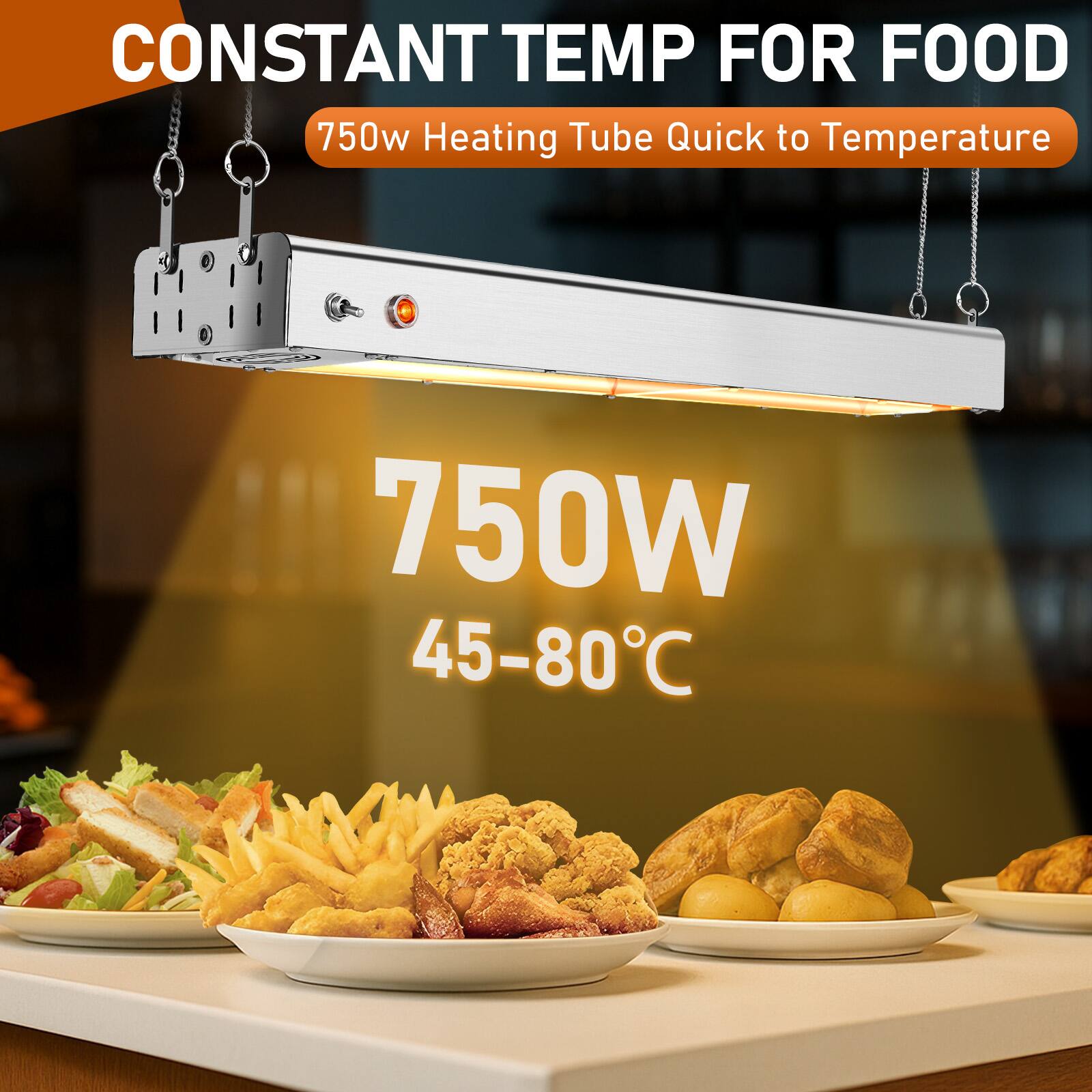 CONSTANT TEMP FOR FOOD  
750w Heating Tube Quick to Temperature  
750W  
45-80°C