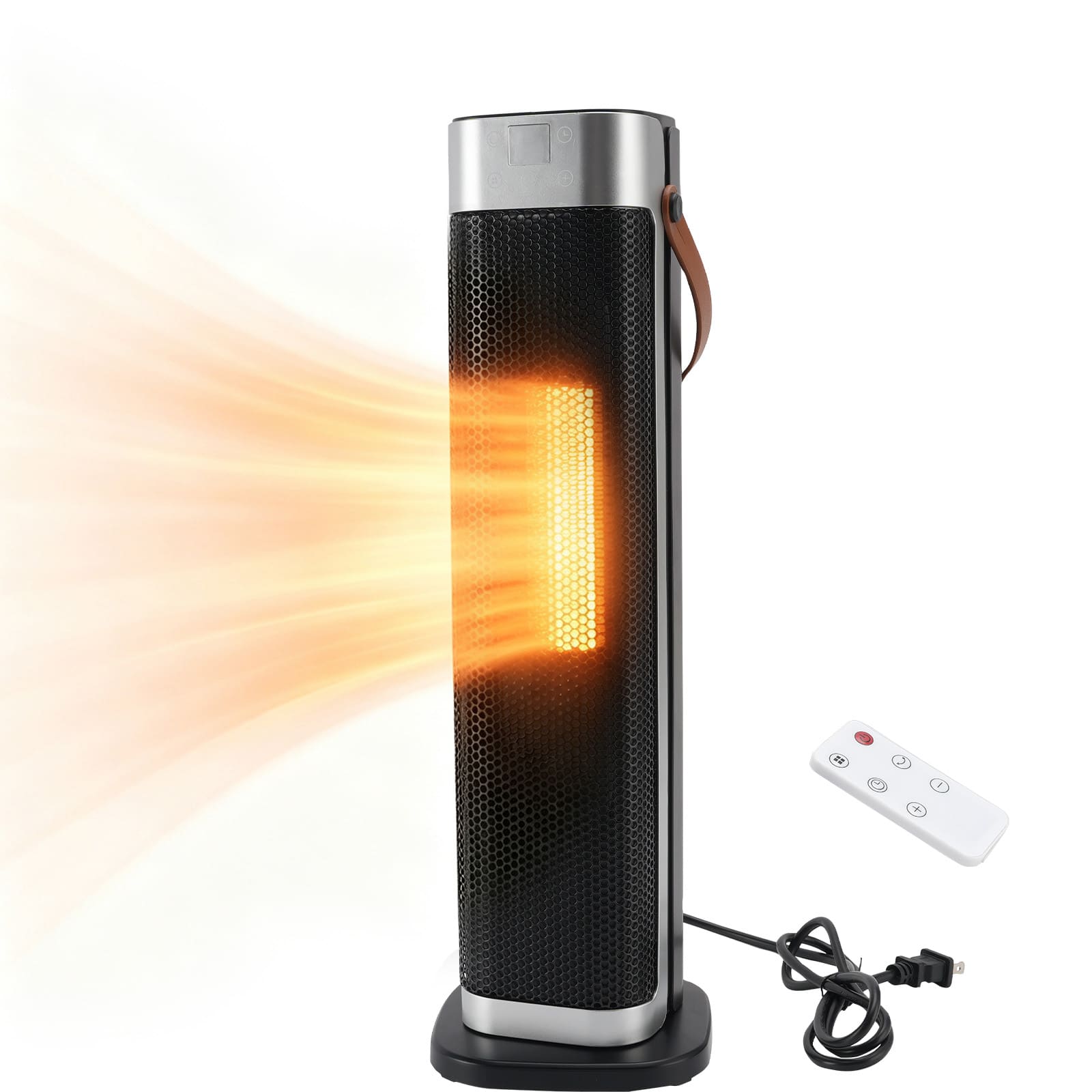 Topteng - 1500W Quiet Space Heater – Remote & Touch Control, 70° Oscillation, 12H Timer, Safety Auto-Off, Fit for Large Rooms - Black
