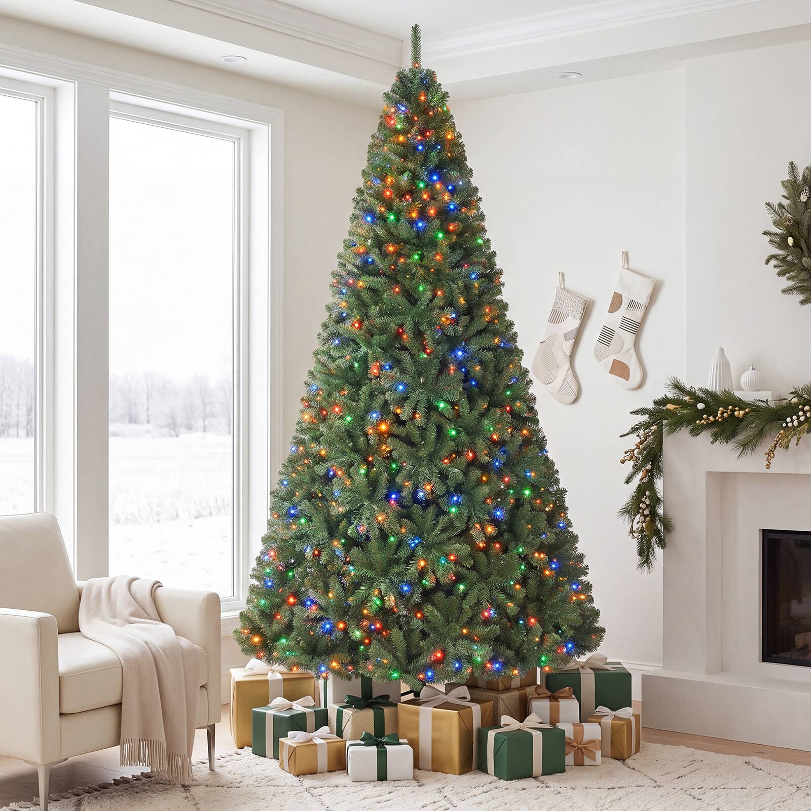 Alt View 2. Costway - Costway 9 FT Prelit Christmas Tree with 1000 LED Lights & 2944 PVC Branch Tips, Metal Stand - Green.
