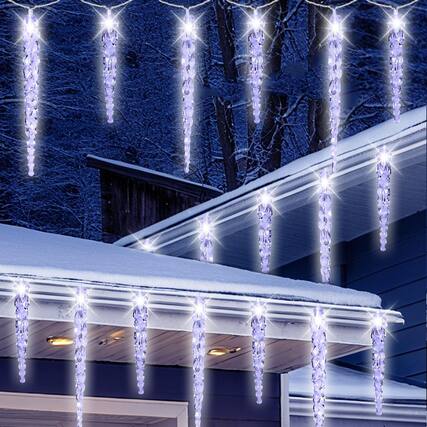Front. VEGA AUTOMOTIVE - Christmas Snowflake Curtain String Lights 10 156led Icicle For Outside With 12 Drops 8 Modes Waterproof - Cool White.