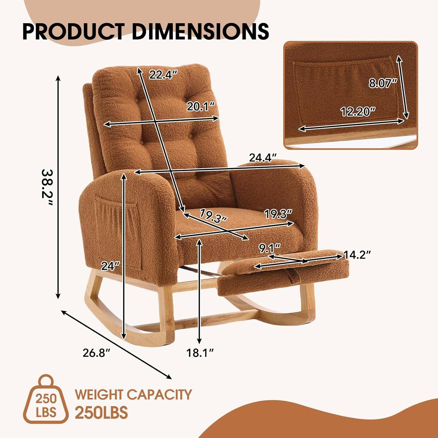 PRODUCT DIMENSIONS  
22.4" x 8.07" x 20.1" x 12.20" x 38.2" x 19.3" x 24.4" x 19.3" x 24" x 9.1" x 14.2" x 26.8" x 18.1" x 250 LBS  
WEIGHT CAPACITY  
250 LBS