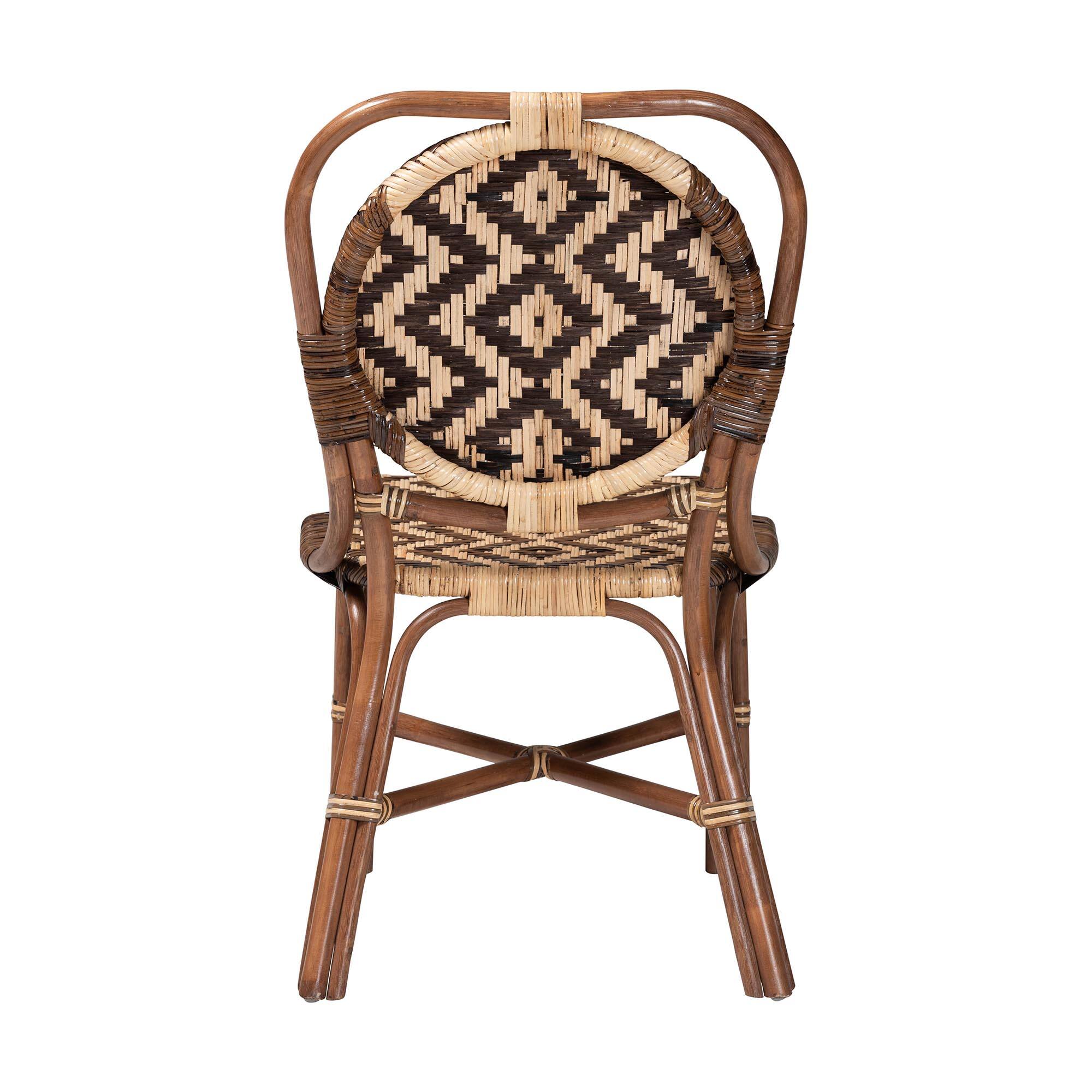 Back. bali & pari - Mariano Natural Rattan Dining Chair - Light Brown/Natural Brown.