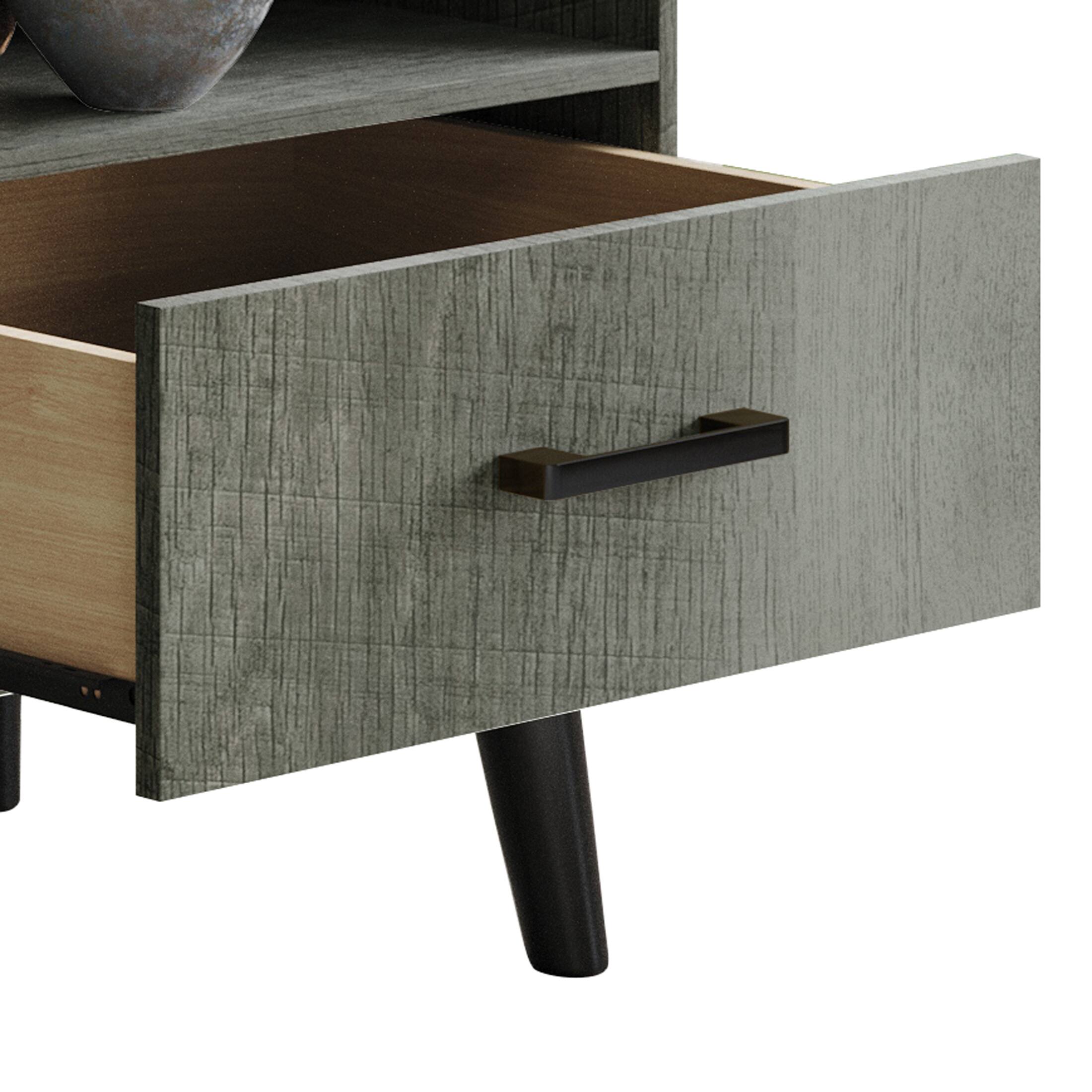 Alt View 4. ChaletPosh - Mid-Century TV Stand with Dual Drawers and 4 Open Cubes, Grey - Grey.