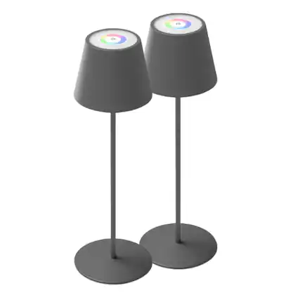 Front. ONEWISH - 2-Pack Touch-Control Cordless LED Table Lamp with RGB Color – Holiday Décor, Gift for Family & Friends - Gray.