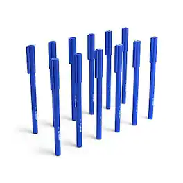 TRU RED - Ballpoint Stick Pens with Grip, Medium Point 1.0mm, Ink, 12 Pack – Comfortable Writing Pens for Office Use - Blue