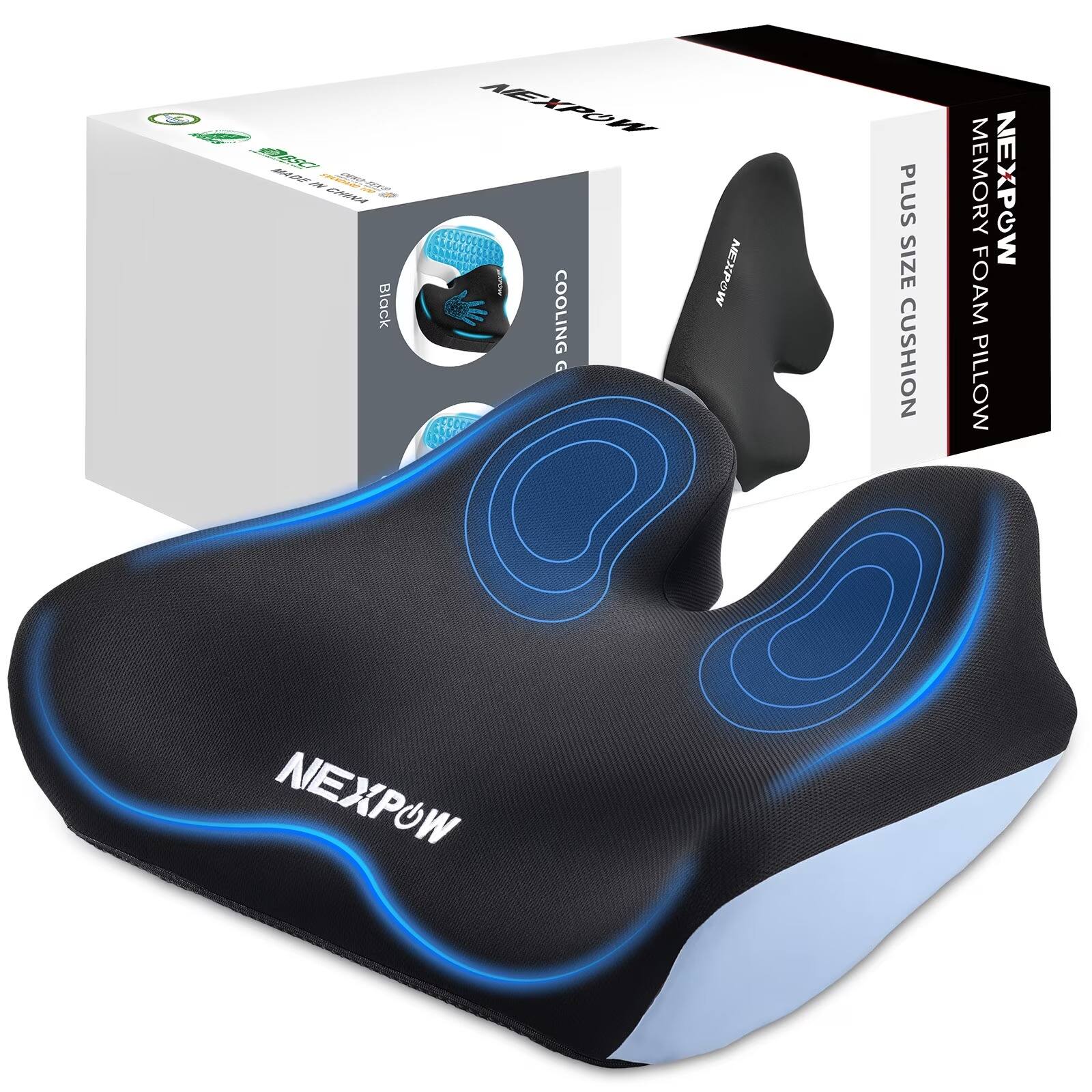 BSCI MADE IN CHINA Black  
NEXPOW COOLING  
PLUS SIZE CUSHION  
MEMORY FOAM PILLOW  
NEXPOW