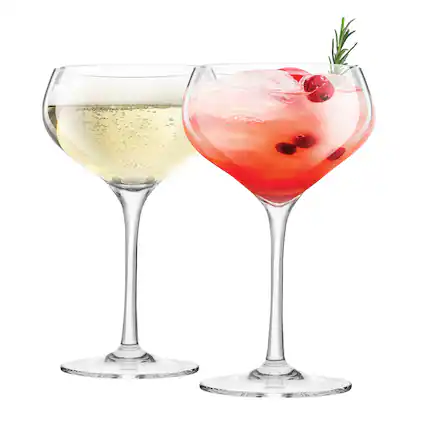 Front. Final Touch - Coupe Lead-Free Crystal Glasses - Set of 2 - Clear.