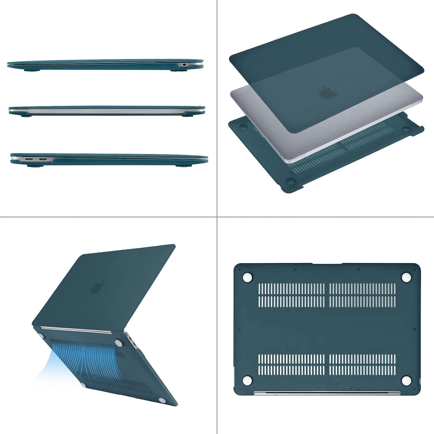 Alt View 1. mosiso - Case for MacBook Air 13 inch A2337 M1 A2179 A1932 with Touch ID 2018-2022 - Teal Green.