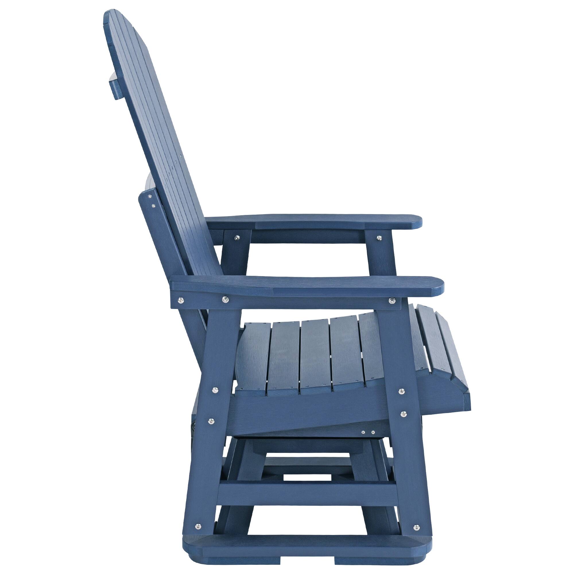 Alt View 7. Fortune Candy - HIPS Swivel Patio Glider, Poly Lumber Weather Resistant Outdoor Chair, for Patio, Porch, Yard - Navy Blue.