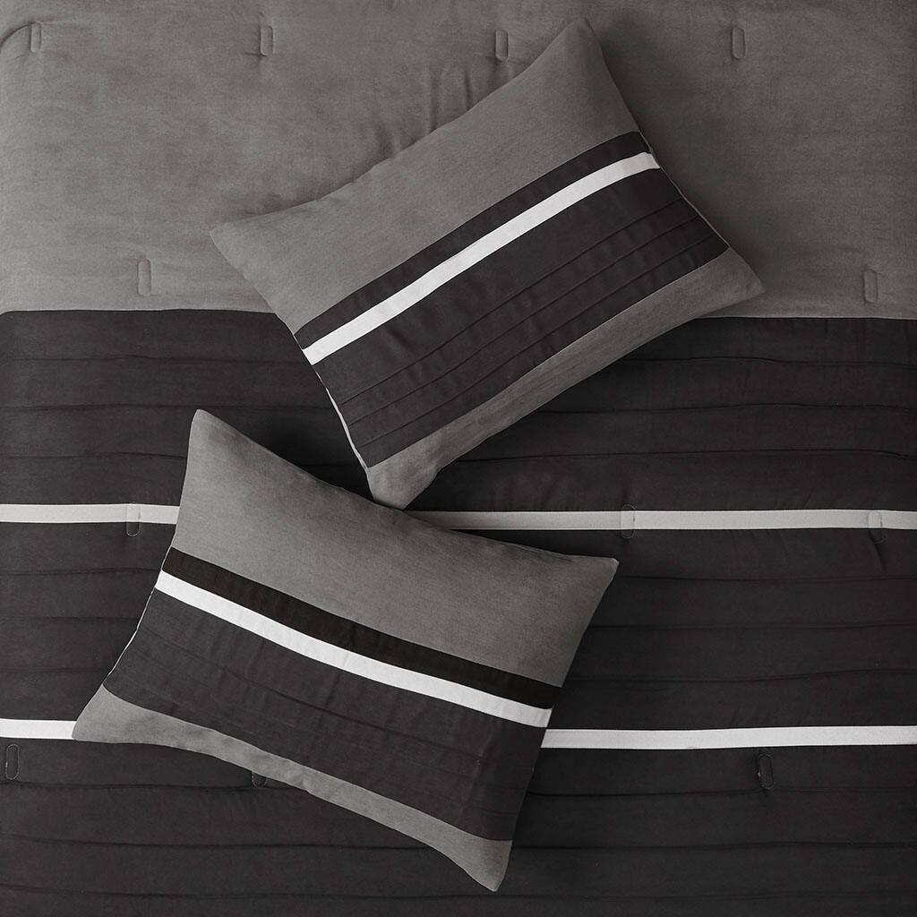 Alt View 1. Gracie Mills - Gracie Mills Bryony 7-Piece Microsuede Comforter Set - Black.