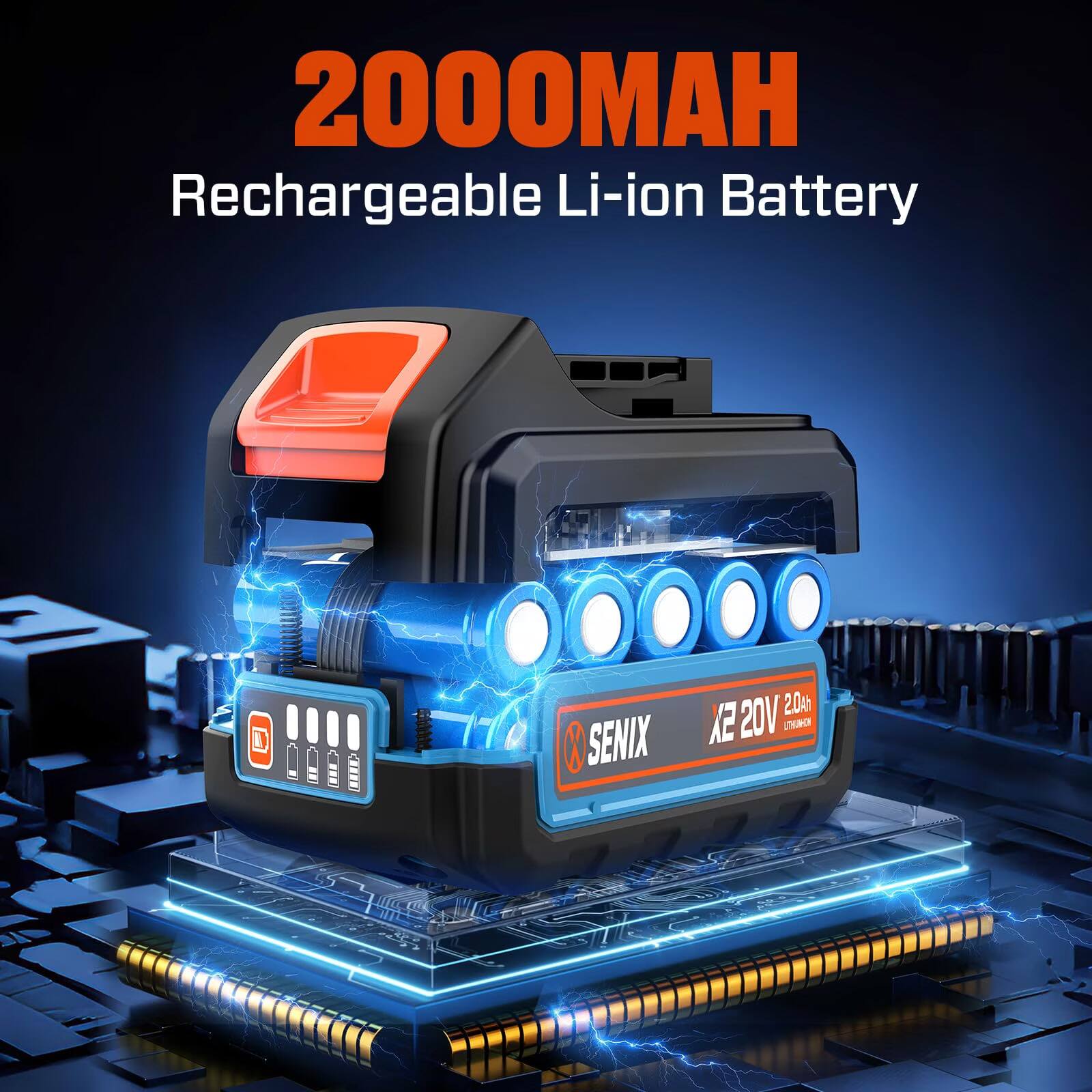2000MAH Rechargeable Li-ion Battery

SENIX 204h 5X 20V