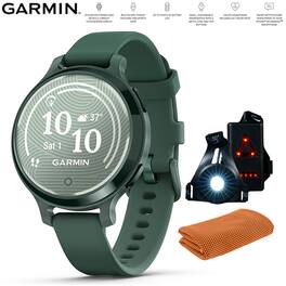 Garmin - Lily 2 Active Smartwatch Green with Green Silicone Band + Towel and Light - Jasper Green with Jasper Green Silicone Band - (2024)