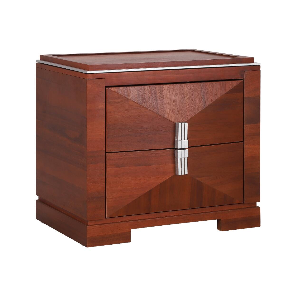 Alt View 9. Loheer - Loheer Mid-Century Modern Nightstand, Two Drawer Storage, Dark Brown, Twenty-Four Inch Wide - Dark Brown.