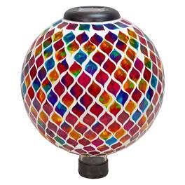 Sunnydaze - Glass Gazing Ball with Solar Light - 10 in - Summer Trellis