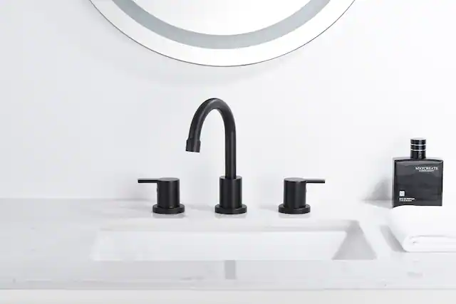 Front. Bothwa Home - Bothwa Home Bathroom Faucet For bathroom Sink With Two Handles And Supply Lines BC042-MB-K09 - Matt black.