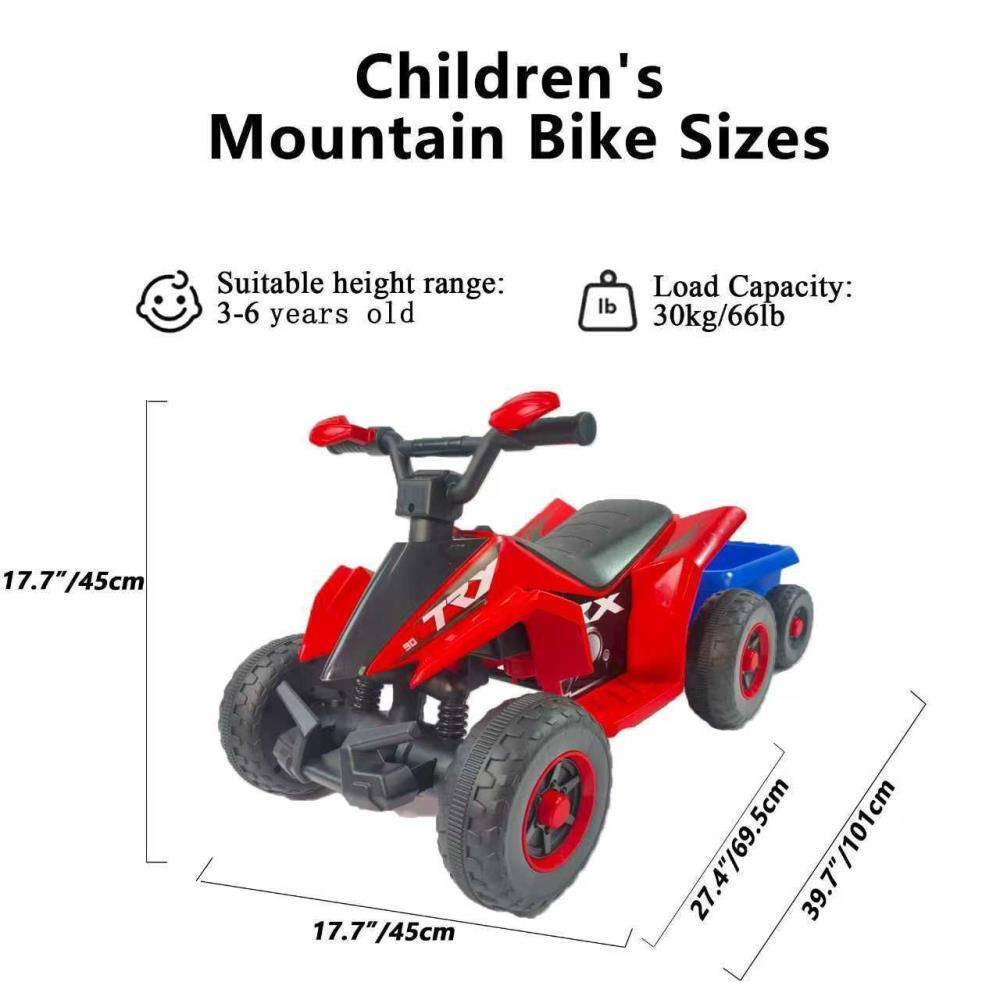 Children's Mountain Bike Sizes

Suitable height range: 3-6 years old

Load Capacity: 30kg/66lb

17.7"/45cm

27.4"/69.5cm

39.7"/101cm