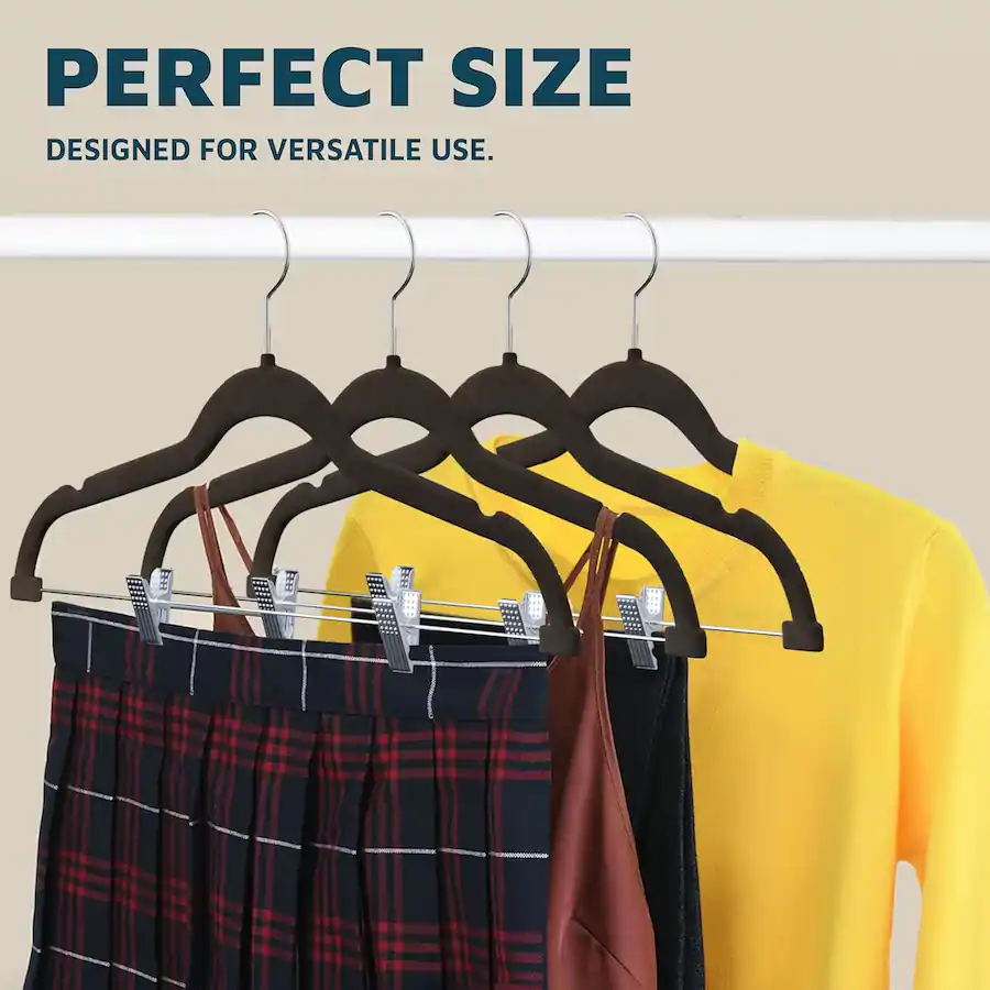 Lifemaster Velvet Skirt Hangers – Adjustable Clips, Swivel Hook, Non ...