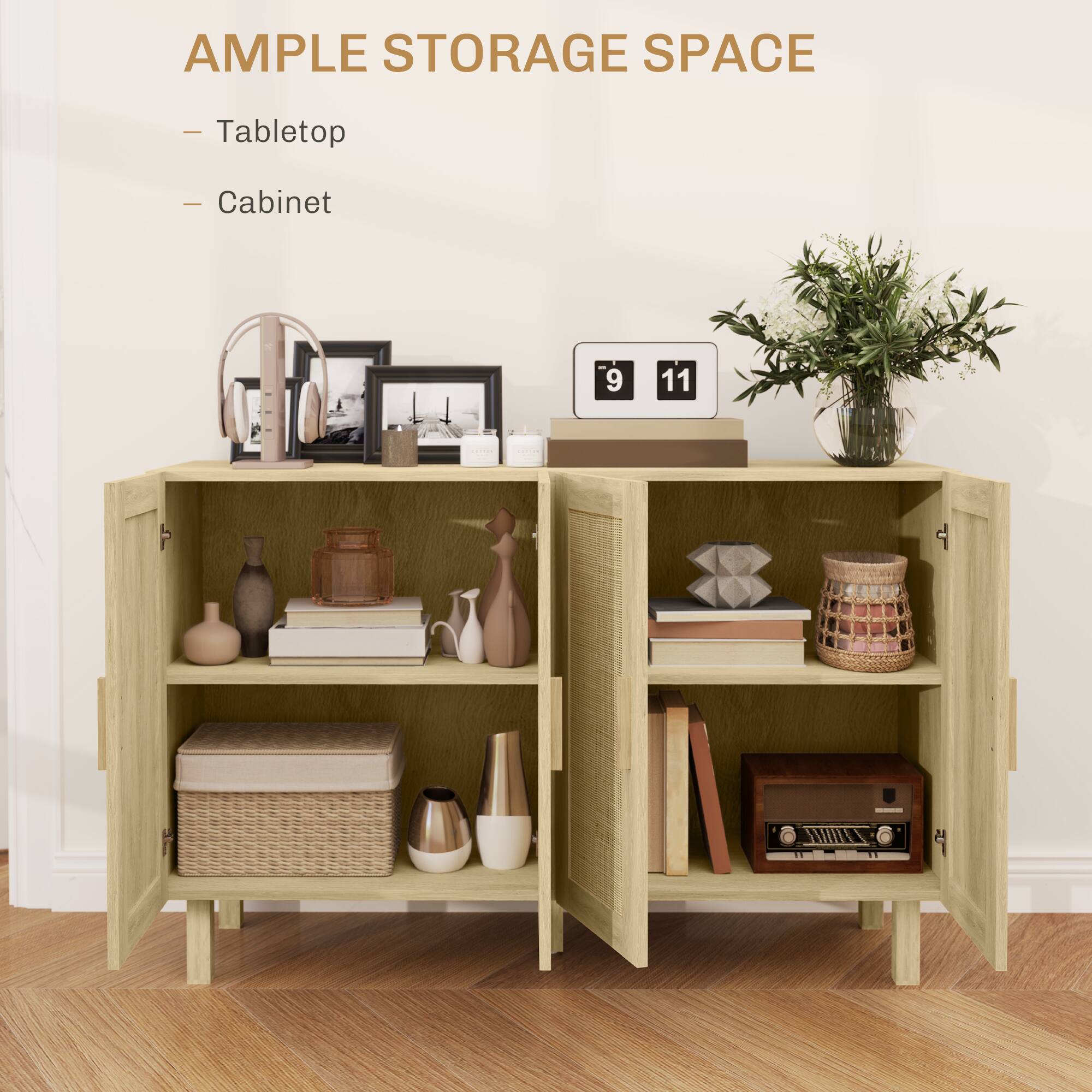 AMPLE STORAGE SPACE

- Tabletop
- Cabinet

9 11