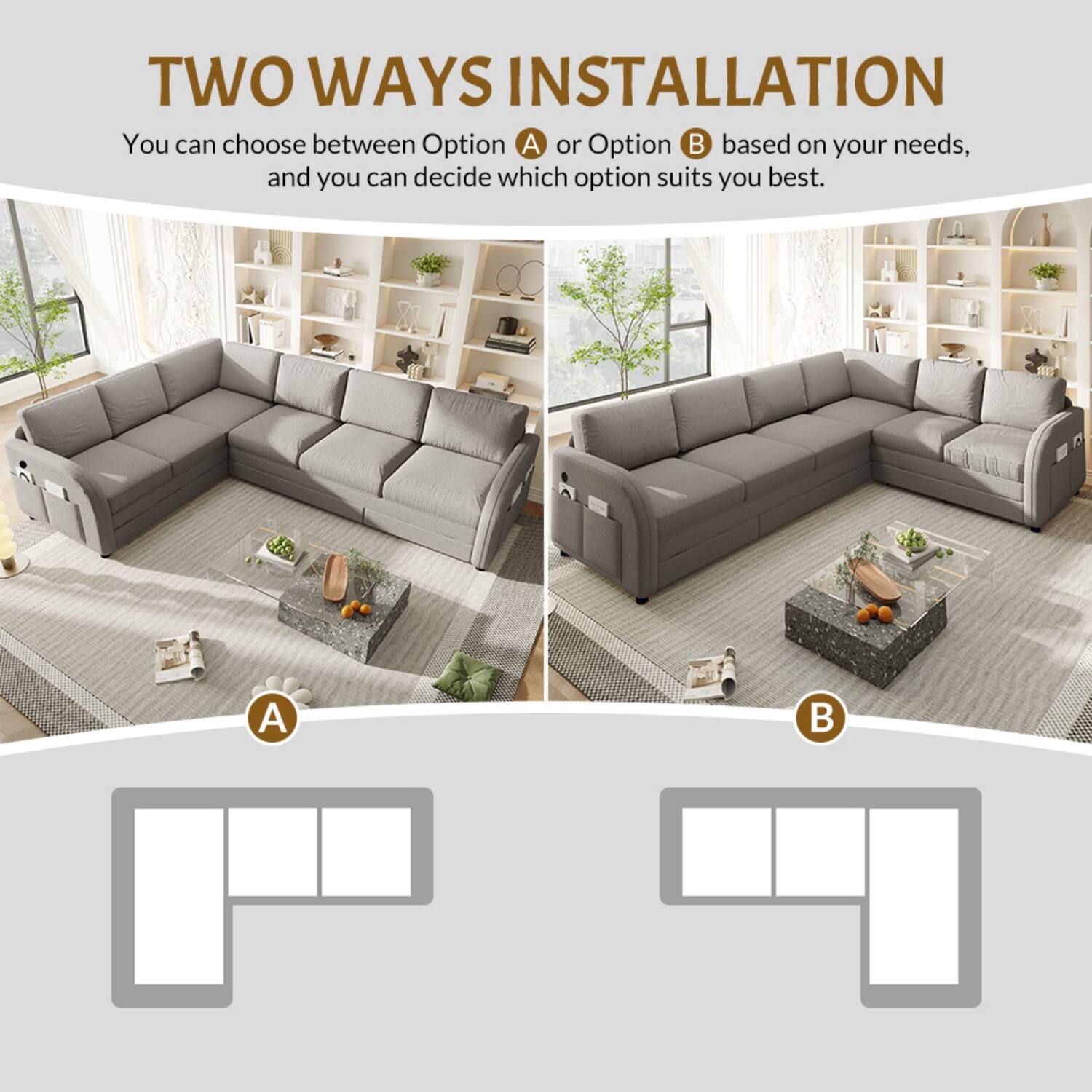 TWO WAYS INSTALLATION

You can choose between Option A or Option B based on your needs, and you can decide which option suits you best.