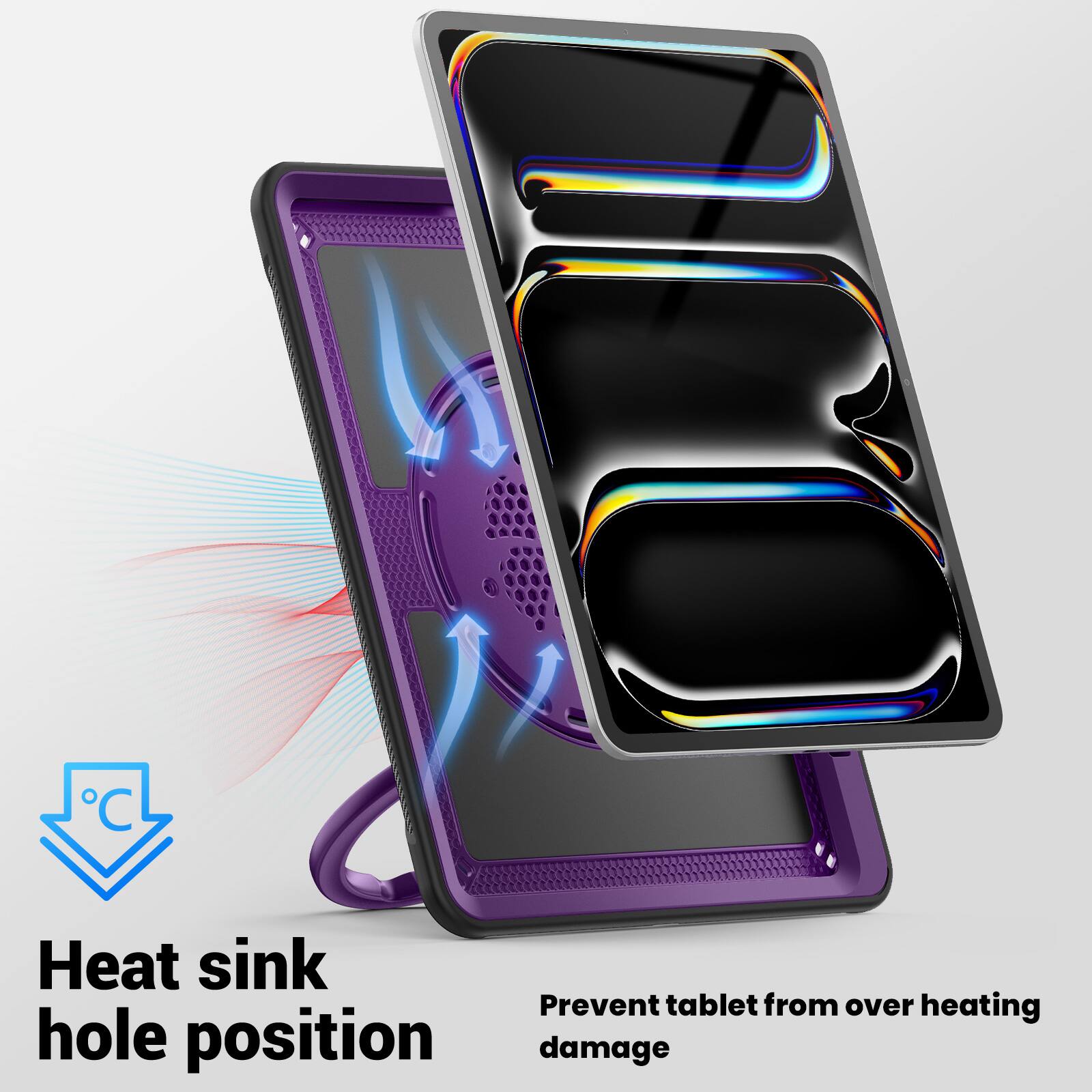 Heat sink hole position  
Prevent tablet from over heating damage