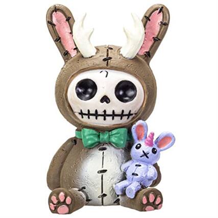 Front. Pacific Trading - Furrybones Bun Bun Lope Skeleton in Costume Figurine - Brown.