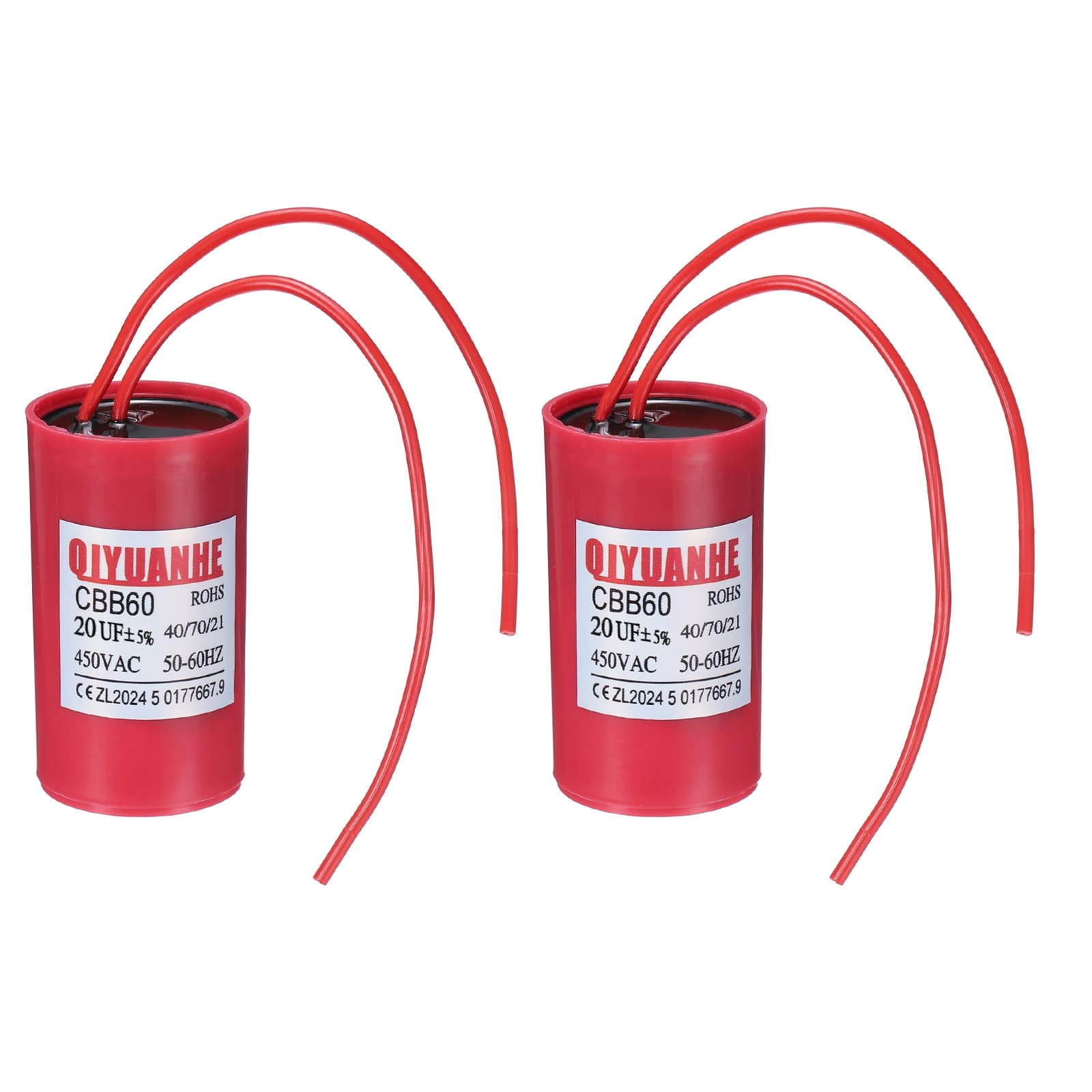 Unique Bargains - 2pcs 20uF CBB60 Run Capacitor, 450VAC Start/Run 50-60Hz for Refrigerator Motor Air Compressor - Red price history on PriceWatchPro