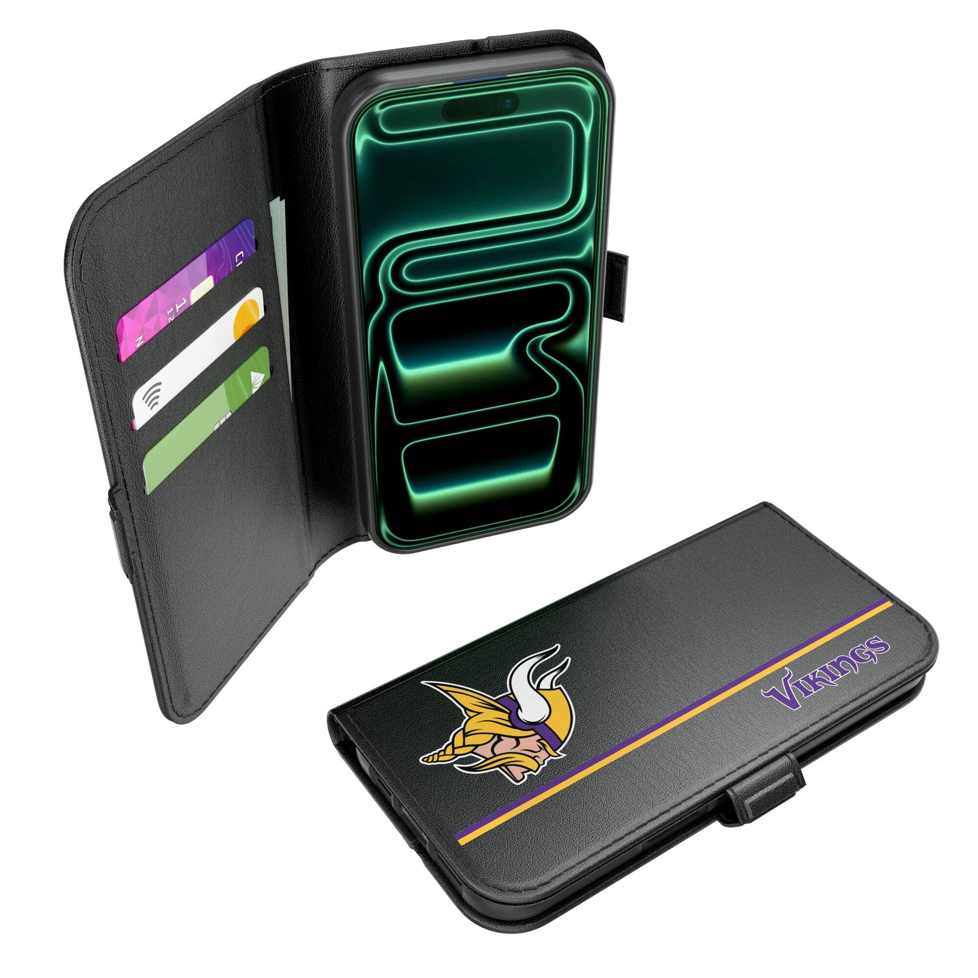 Front. Keyscaper - Minnesota Vikings iPhone Folio 2.0 Case - 17 - Black.