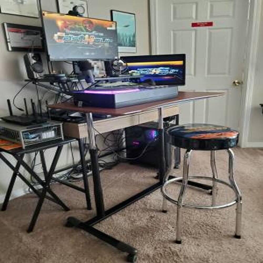 Alt View 6. Pefilos - Height Adjustable Computer Desk Sit to Stand Rolling Notebook Table, Portable Desk, Office Furniture for Home & Office - Brown.