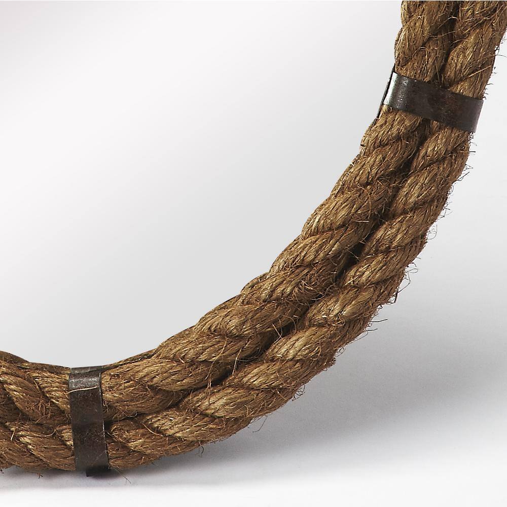 Left. Butler Specialty - Darby Oval Rope Wall Mirrored - Light Brown.