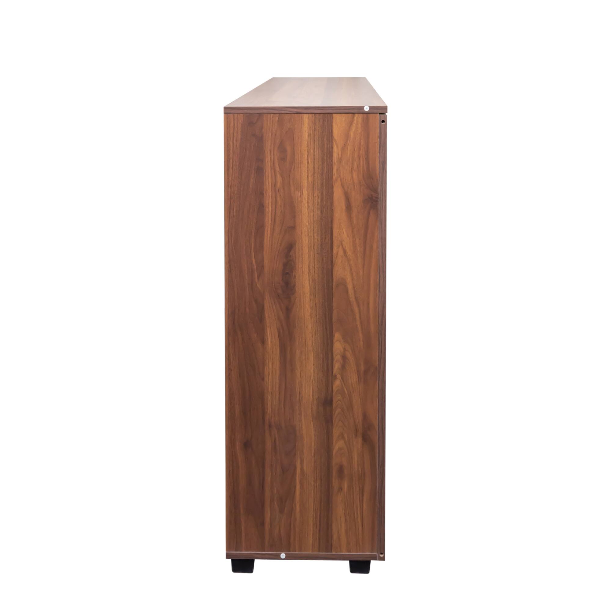 Alt View 6. GOODSILO - 5-Tier Adjustable Shoe Storage Cabinet with Louvered Doors for Entryway Hallway Bedroom Closet Living Room - Walnut.