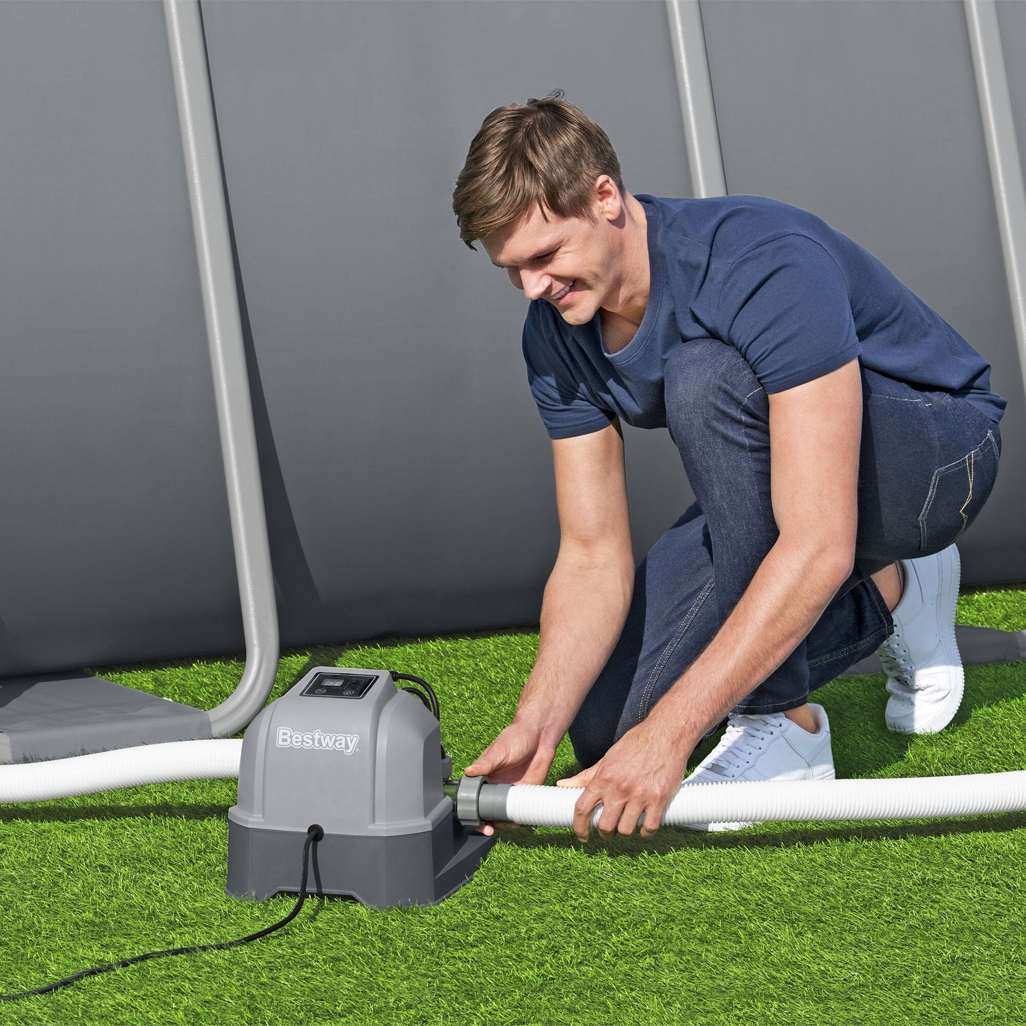Alt View 2. Bestway - Bestway Flowclear Hydrogenic 6 G/H Digital Self Cleaning Saltwater Chlorinator - Gray.