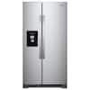 Front. Whirlpool - 25 cu. ft 36-inch Wide Side-by-Side Refrigerator - Fingerprint-Resistant Stainless Finish.