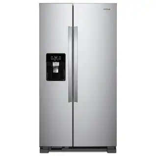 Front. Whirlpool - 36 in. Wide 25 cu. ft. Side-by-Side Refrigerator - Fingerprint-Resistant Stainless Finish.