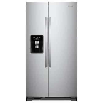Front. Whirlpool - 25 cu. ft 36-inch Wide Side-by-Side Refrigerator - Fingerprint-Resistant Stainless Finish.