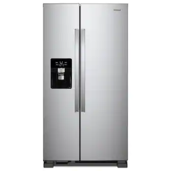 Front. Whirlpool - 25 cu. ft 36-inch Wide Side-by-Side Refrigerator - Fingerprint-Resistant Stainless Finish.