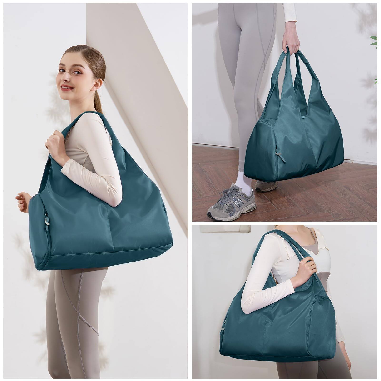 Alt View 6. Paradigms Interiors - Yoga Gym Bag For Women With Shoes Compartment Wet Dry Storage Pockets Lightweight Duffel Navy - Pink.