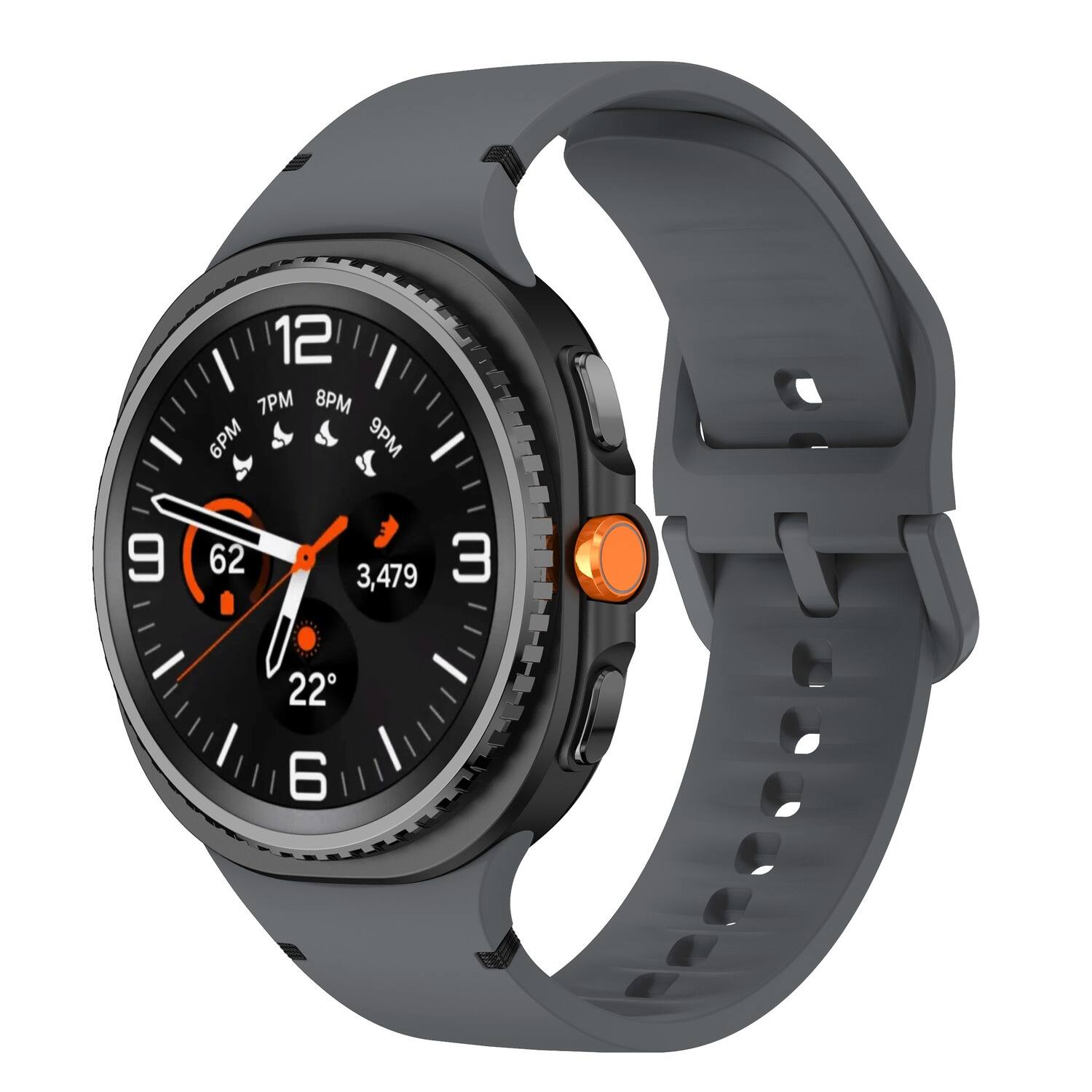 StrapsCo - Active Band Silicone Rubber Watch Strap For Samsung Galaxy Watch 8 (Medium-Long) - Graphite