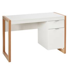 SlickBlue - Writing Workstation Desk with Storage Cabinet and Drawer for Home Office - White