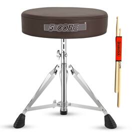 5 CORE - Drum Throne 3" Thick Padded Comfortable Guitar Stool Drummer Chair Adjustable Musician Seat - Brown