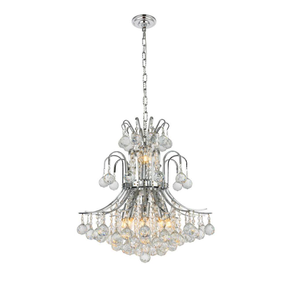 Angle. Elegant Lighting - Toureg 10 light Chrome Pendant Clear Royal Cut Crystal - Chrome.