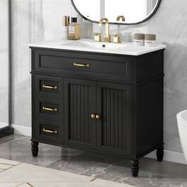 Loheer - 36 inch bathroom vanity with sink Freestanding Cabinet - Black