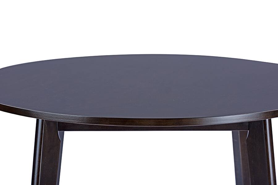Angle. Baxton Studio - Debbie Mid-Century Wood Round Dining Table - Dark Brown.
